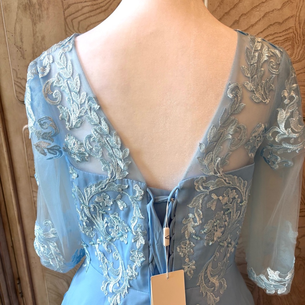 NEW, Blue Dress, Mother of the Bride, Gender Reveal, Chiffon, NWOT, Size L/14 - Picture 8 of 13